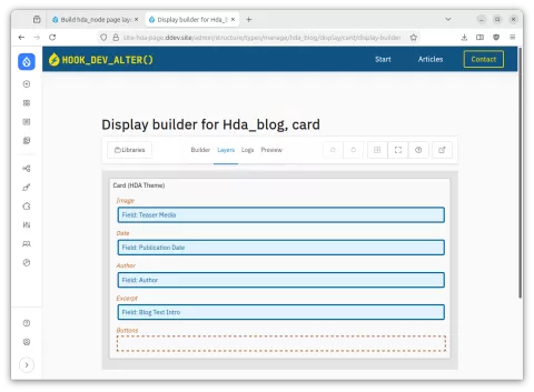 A configured Card Display in Display Builder