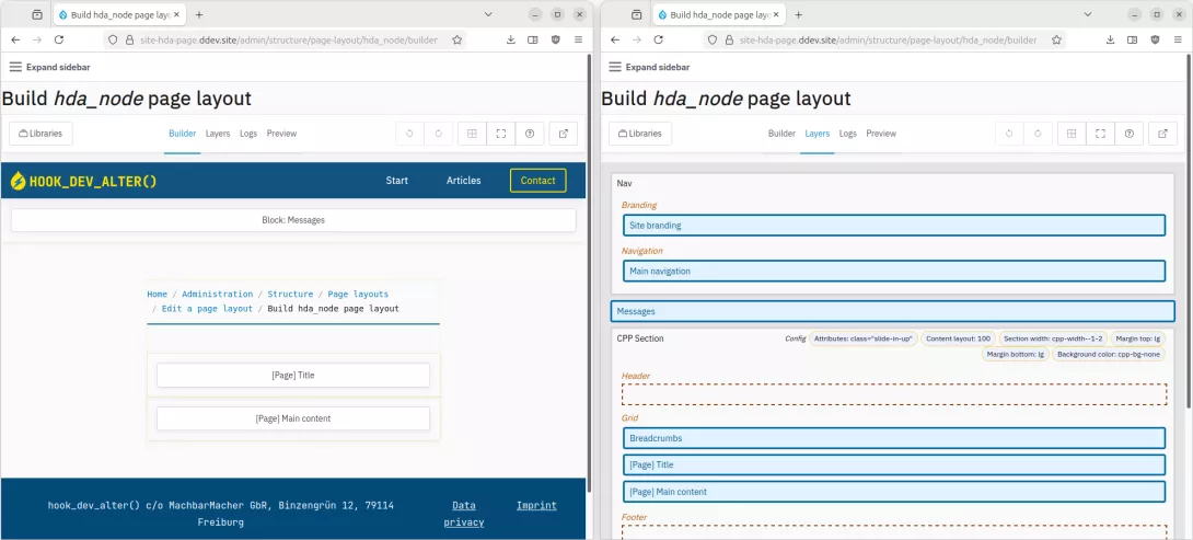 Display Builder Builder and and Layers view side-by-side