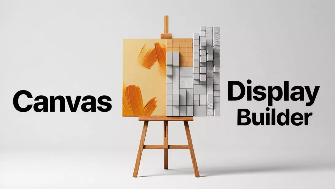 Canvas and Display Builder: an easel whose canvas turns from painted strokes into building blocks